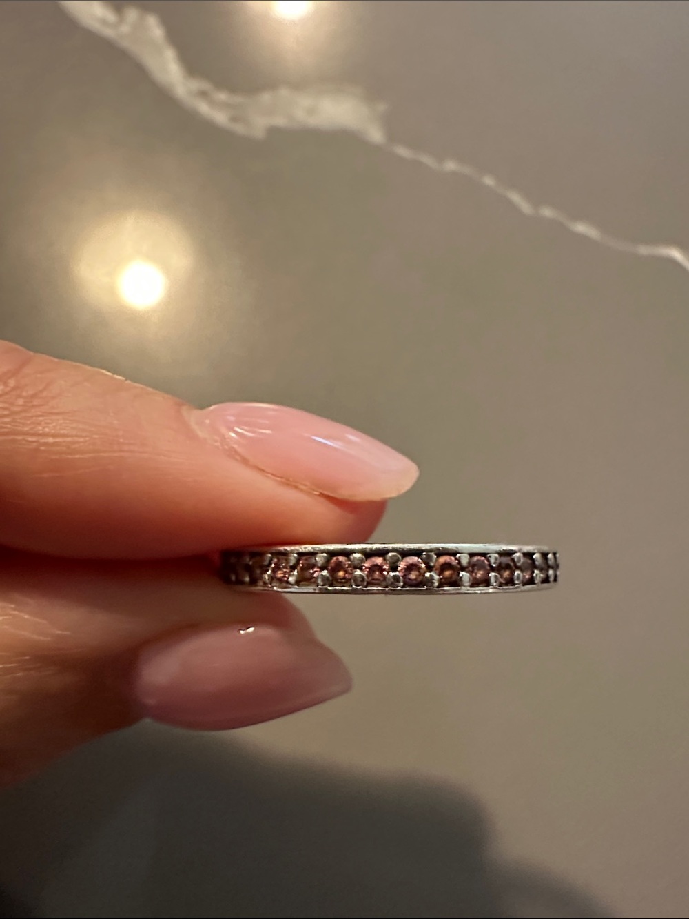Pandora Sterling Silver Pink Gemstone Eternity Band